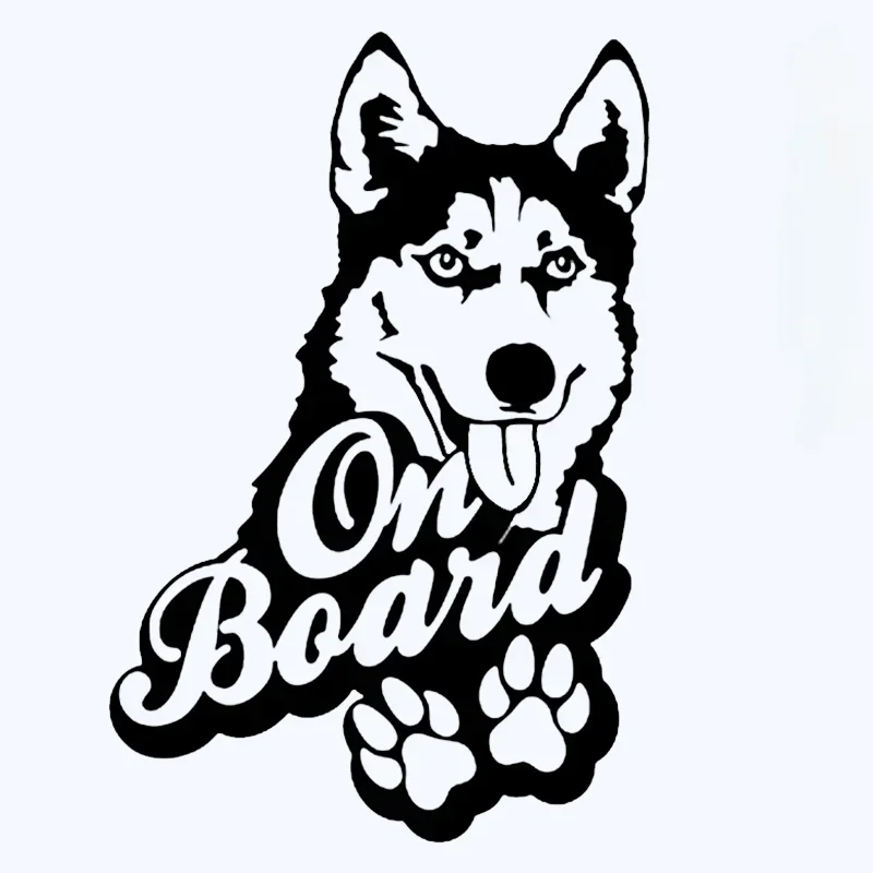 Husky na pokładzie zabawna naklejka samochodowa winylowa naklejka biało-czarne naklejki samochodowe na zderzak tylna szyba 14cm * 21cm