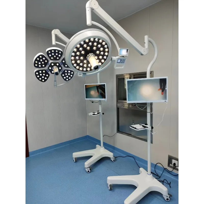 Mobile Shadowless LED Operating Lamp With Monitor & Camera Surgical Medical Equipment  Examination Petal Operation Light