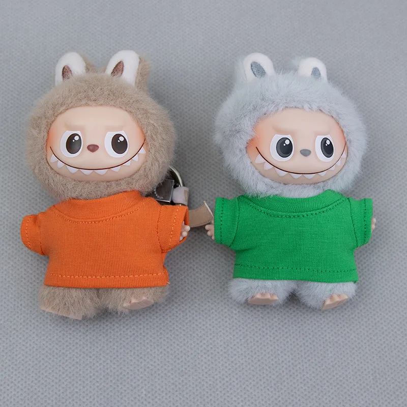 Ubranka dla lalek Mini Labubu 4.0, 10 cm, koszulka w jednolitym kolorze dla Mini Labubu, 4. generacja.