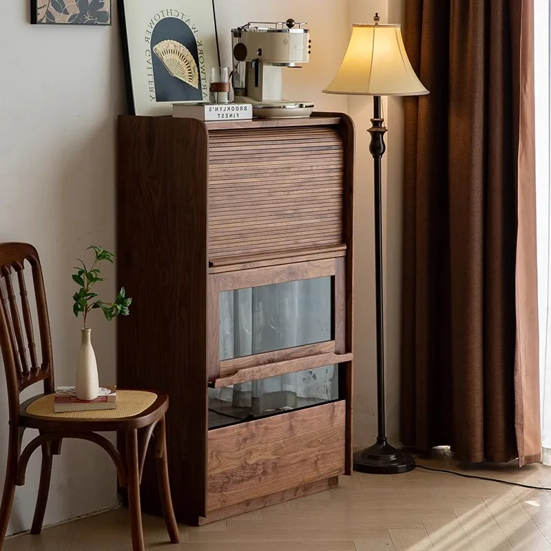 

Nordic Simple Living Room Cabinets Brown Classic Tall Solid Wood Living Room Cabinets Storage Glass Meuble Rangement Furniture