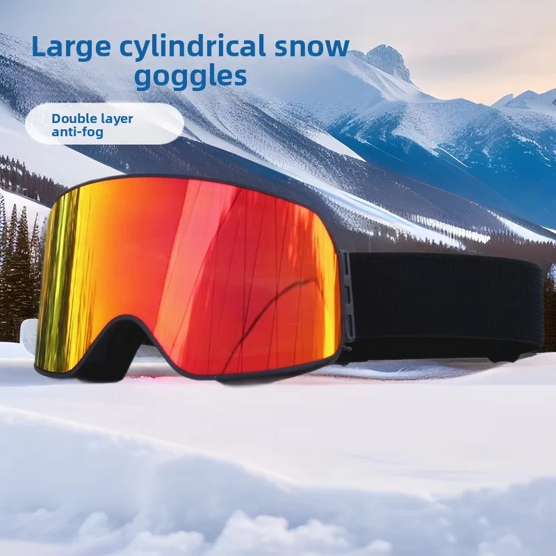 

Лыжные очки для сноуборда с большой оправой, женские и мужские лыжные очки, маска UV400, защита от снега, очки для взрослых, двойные противотуманные очки