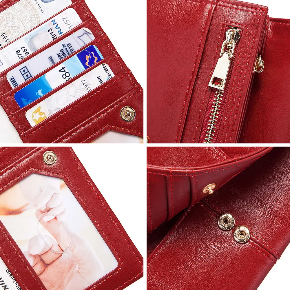 Fashionable Women's Long Wallet Genuine Leather Clutch Purses with Phone Pocket Mutifuctiona Ladies RFID Card Holder Handbags view 5