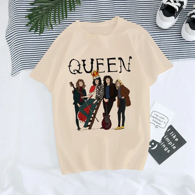 T-shirt Freddie Mercury Queen Band pour femme, haut vintage, t-shirts féminins, Harajuku, Ullzang, mode graphique, rock, chaud