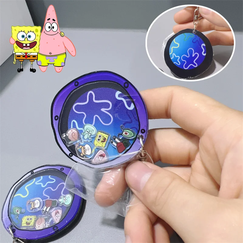 

SpongeBob Keychain Cartoon Acrylic Keyring Pendant Creative Student Backpack Handbang Keychains Decoration Supplies Kids Gifts