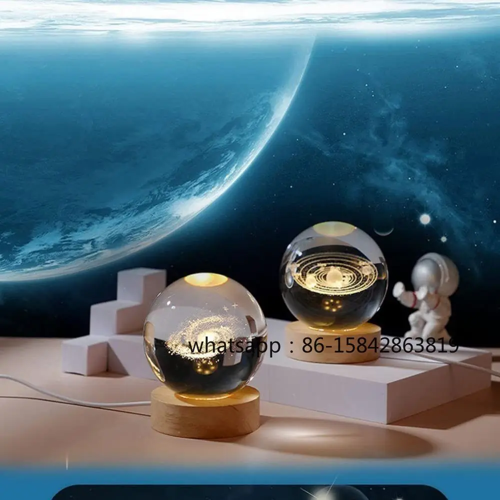 3D Warm White USB Power Crystal Ball Moon Night Light Emitting Diode