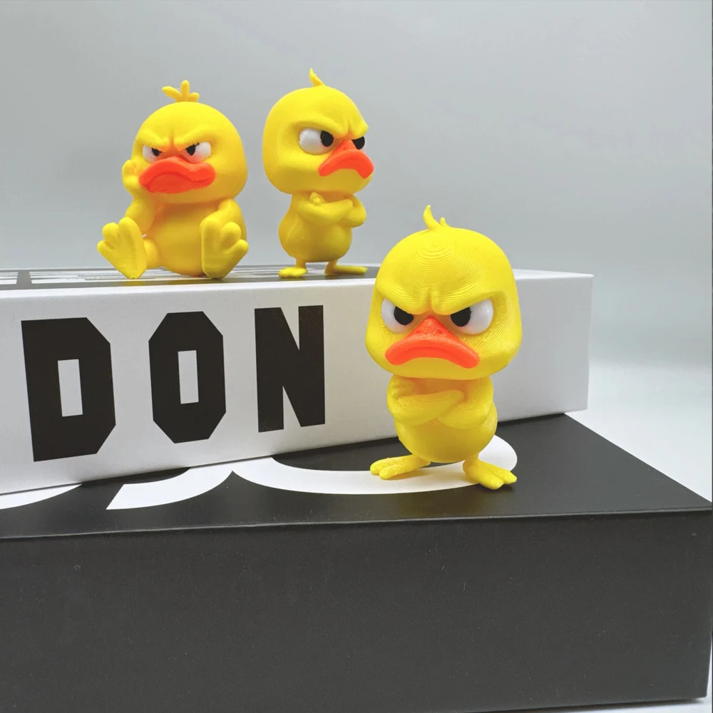 Cute 3D Printed Angry Duck Statue - Classic Yellow Plastic Duck And Feet, Perfect For Home Decoration, Desk, Car Decoration