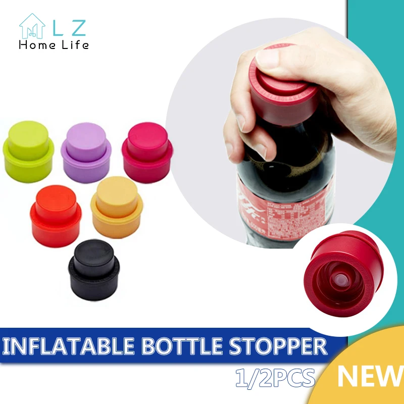 

1pc Reusable Bottle Stopper Inflatable Airtight Soda Cap Frizzy Drink Sealer Caps Bottle Pump Cover Carbonation Keeper