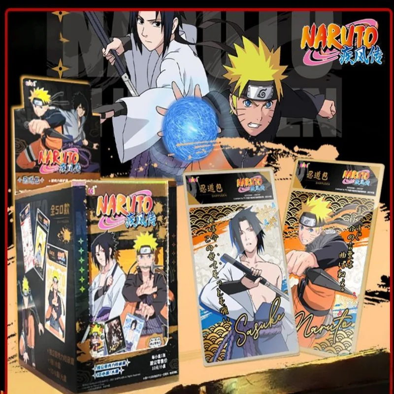 Echte Naruto Kaarten Doos Anime Figuur Kaart met Kaart Bakstenen Sasuke Collectie Flash Card Speelgoed Verjaardag Kerstcadeau voor Kinderen