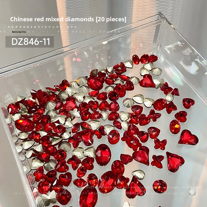 Gemischte Trendige Candy-Soda Spitzrückseitige Nagelrhinestones Kristall Bunte Herz-Candy Unregelmäßige Nageldiamanten Großhandel 6-14mm – Detail 12