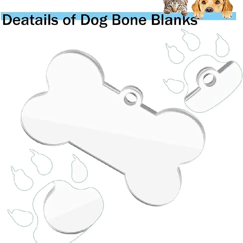 30Pcs Acrylic Bone Blanks Clear Acrylic Blank Dog Bone Shape Key Ring Kit Pet Ornament for DIY Keychain Craft and Project Making