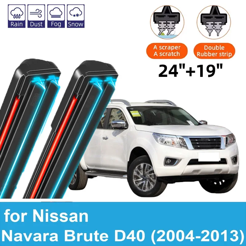 

2PCS Car Wiper Blades for 2004-2013 Nissan Navara Brute D40 Front Windscreen Windshield Double Rubber Accessories 2011 2012 2013