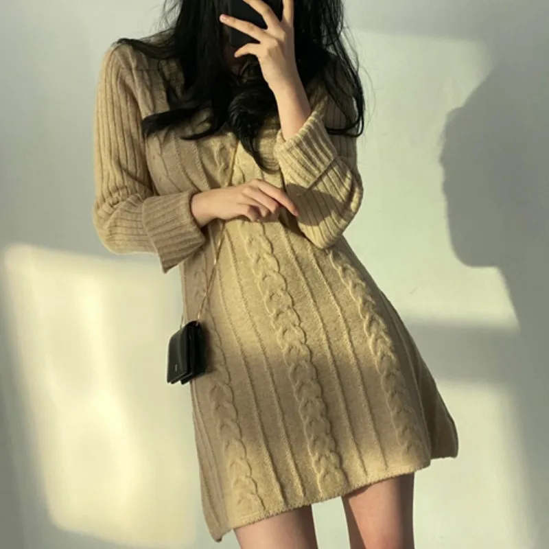 

Шикарный осенне-зимний теплый вязаный облегающий свитер миди Dr, женский прямой трикотаж без рукавов V-Ne Long Sve Thermal Dr