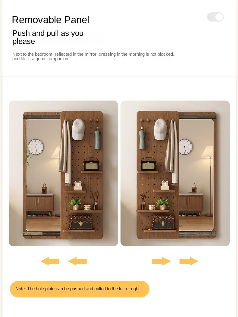 MQ Invisible full-length mirror push-pull closed wall-mounted hole board entrance fitting mirror