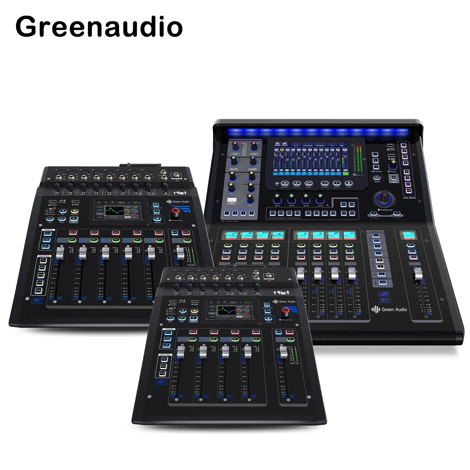 GAX-TQ18 18 channel professional dj audio mixer with 8pcs mute groups and 4 channel AUX