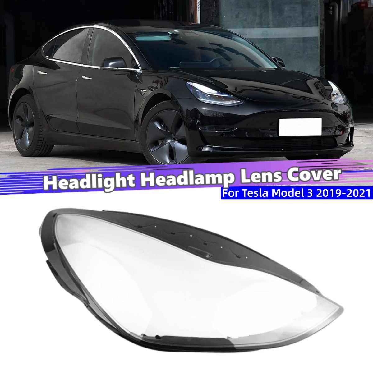 For Tesla Model 3 2019 2020 2021 Vehicle Accessories Shade Headlight Headlight Cap Car Front Headlight Lens Cover Lights Shell