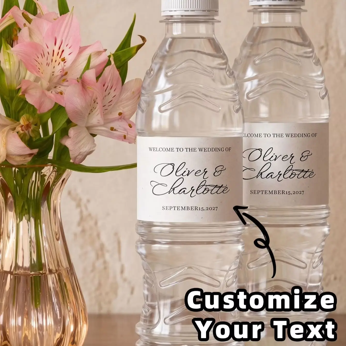 1‑60Pcs Custom Stickers, Personalized Text Bottle Tags for Family & Friends, Home Bottle & Interior Decor Signs