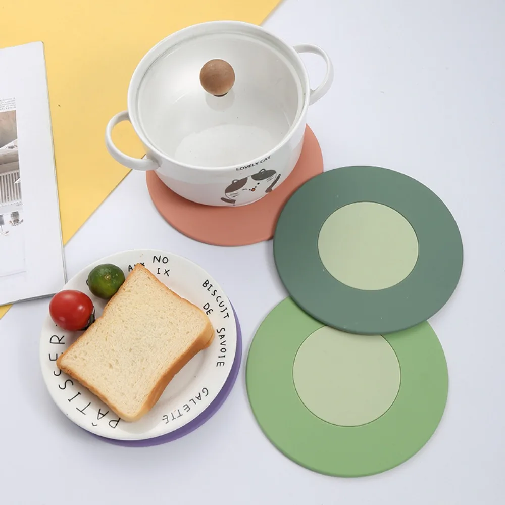 Non-slip Silicone Insulation Pads High Temperature Resistant Colorful Tableware Pads Durable Round Pot Mat Dormitory