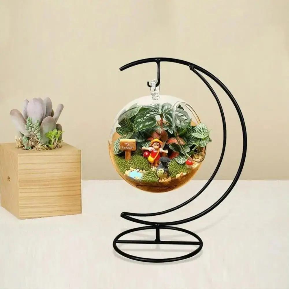 Easy Use Double Hook Heart-shaped Flower Stand S-shaped Simple Iron Display Stand Heart-shaped Ecological Bottle Stand Plant