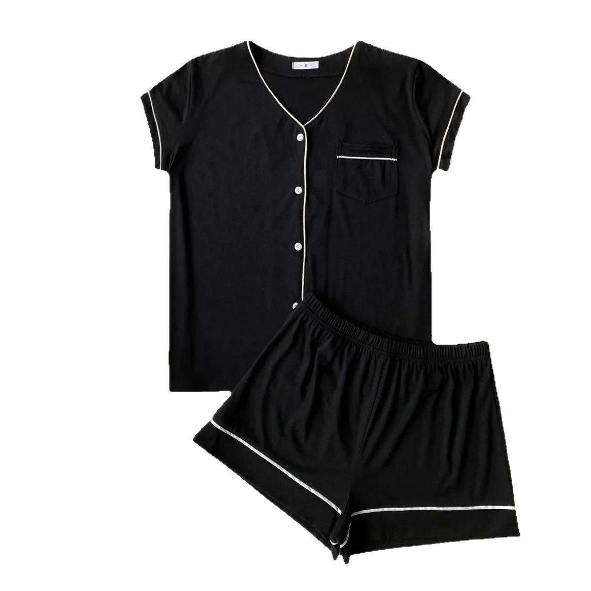 

Home Wear Thin Cardigan Short Sleeved Shorts Two-Piece Set Pajamas Women Summer