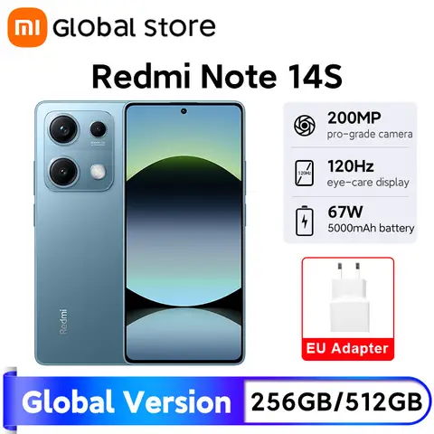 Xiaomi Redmi Note 14S 스마트폰 글로벌 버전 MTK Helio G99 200MP 카메라 120Hz 6.67