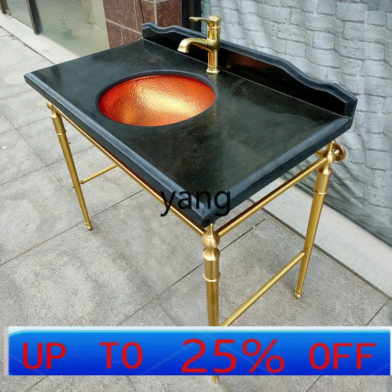 

Lmm Jinshi series natural marble countertop pure copper wash basin