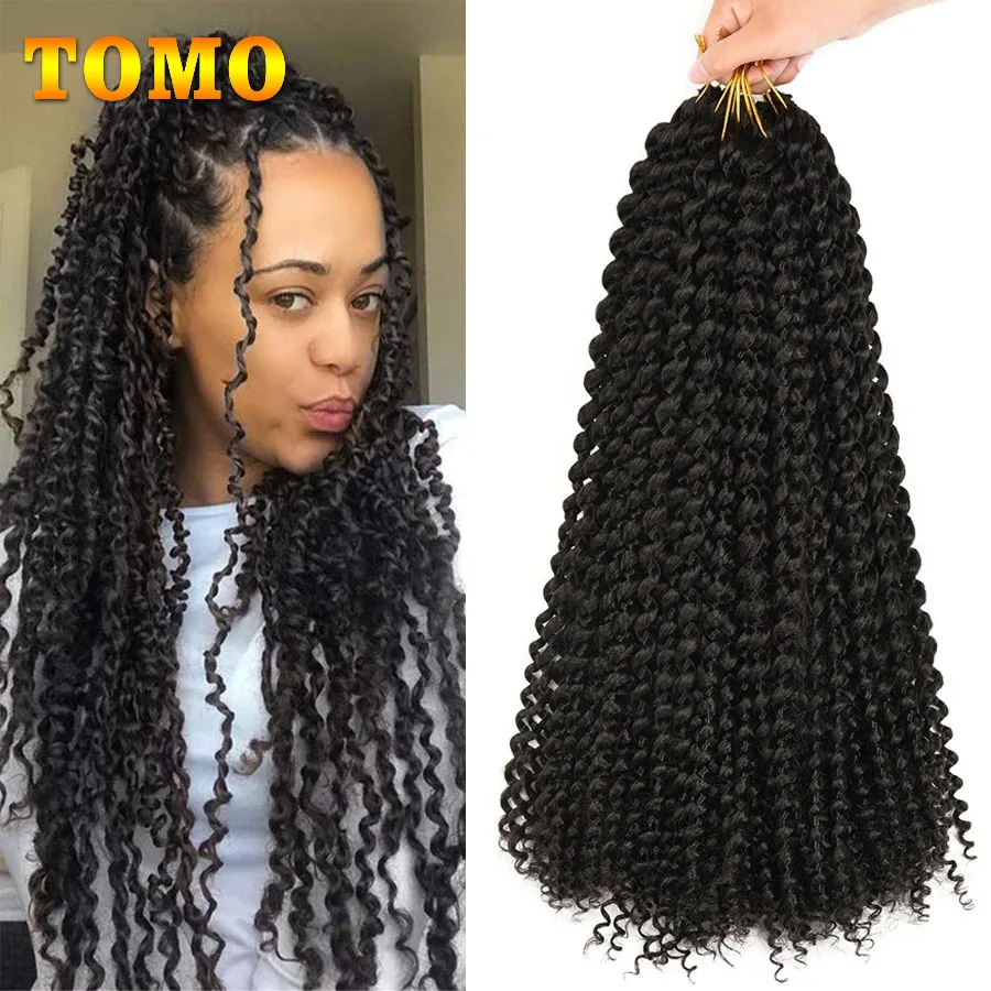 TOMO Passion Twist Crochet Hair Extensions 14 18 22”Water Wave Synthetic Braiding Hair Long Spring Twist Hair For Women 22Roots