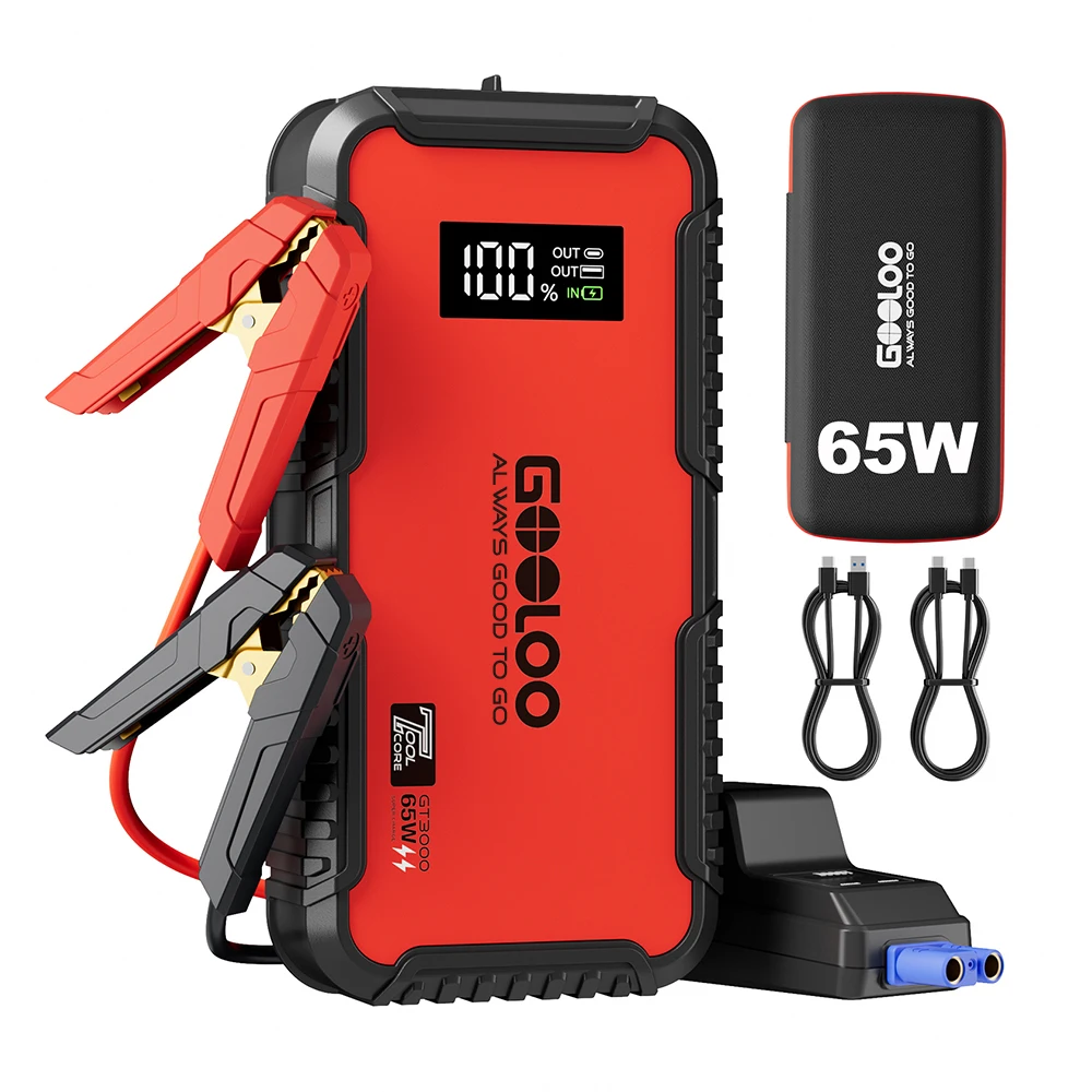 GOOLOO GT3000 Portable Jump Starter 12V 3000A Battery Jumper Starter for Cars SUVs Trucks - Compact Power Bank with USB & Type-C Ports