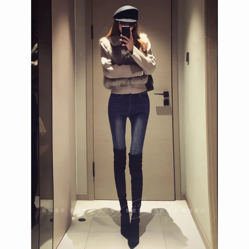 American Vintage Ankle-Length Pants Denim Bodycon Fit Pencil Ankle Jeans High Waist Women Streetwear Retro Spring Summer