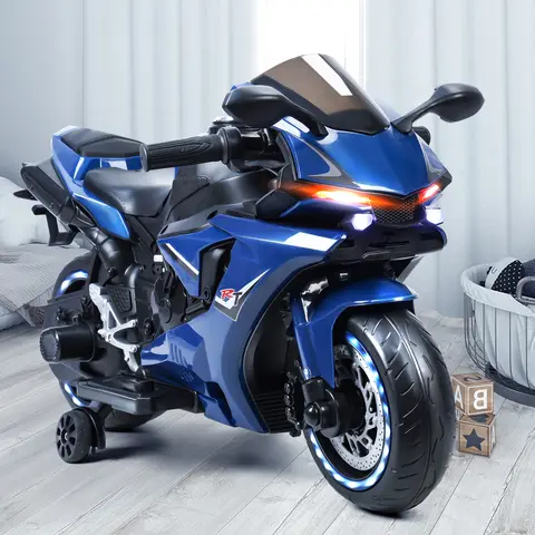 Vélo de saleté électrique pour enfants Moto électrique pour enfants, vitesse jusqu'à 9 mph Moto d'équitation avec roues auxiliaires de sécurité