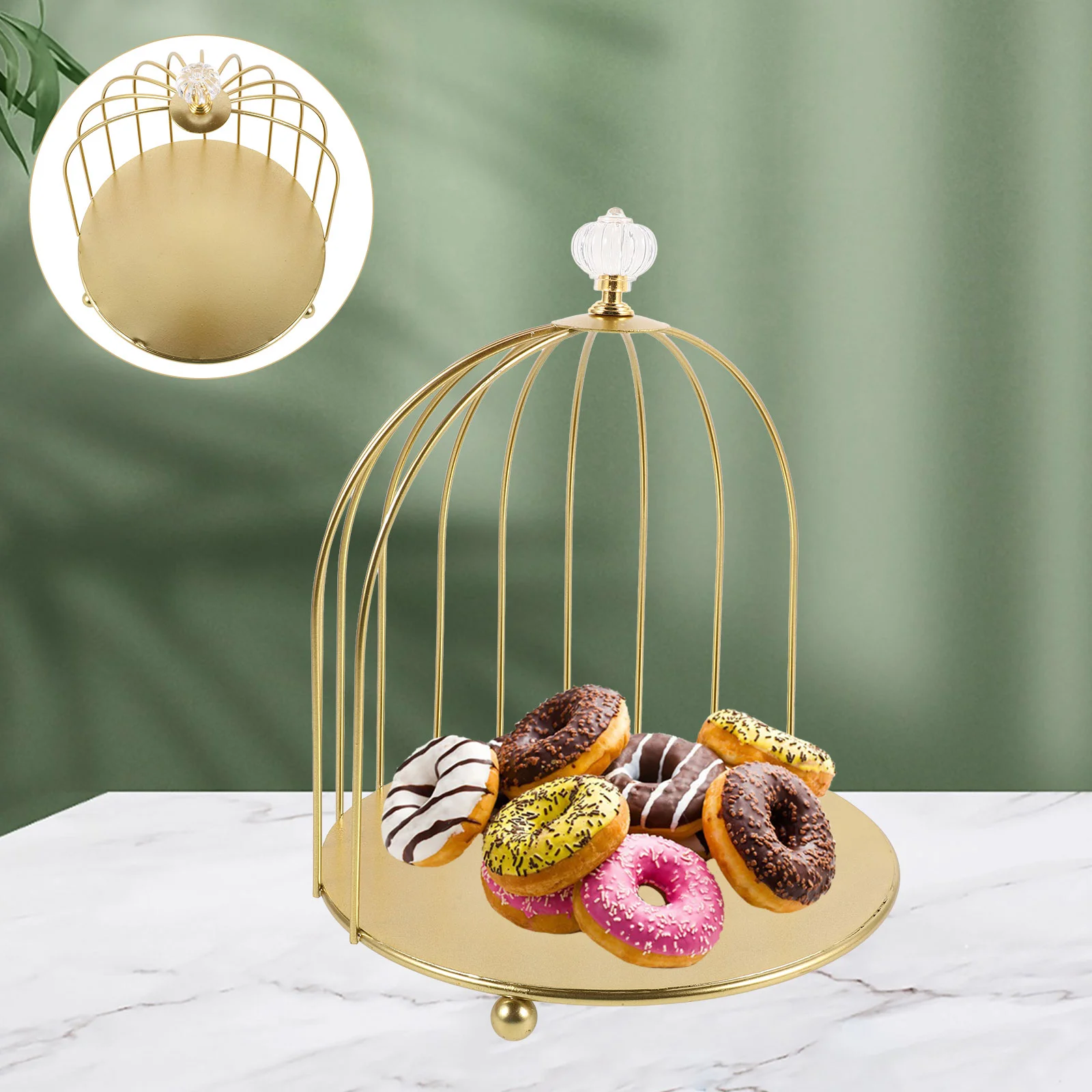 

Lid Birdcage Cake Stand Stands Storage Box Display Golden Iron for Wedding Baby
