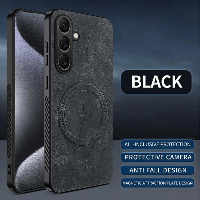 Wireless Charging Phone Case For Samsung Galaxy S26 Ultra S25 Edge S24 FE S23 S22 S21 Plus Magnetic Leather S26 Magsafe Cases - view 4