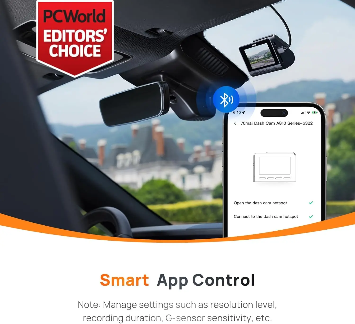A810 4K Dash Cam Front and Rear, Dual Dash Camera for Cars with Starvis 2 HDR Night Vision, ADAS, Built in GPS&WiFi, 4G Support,