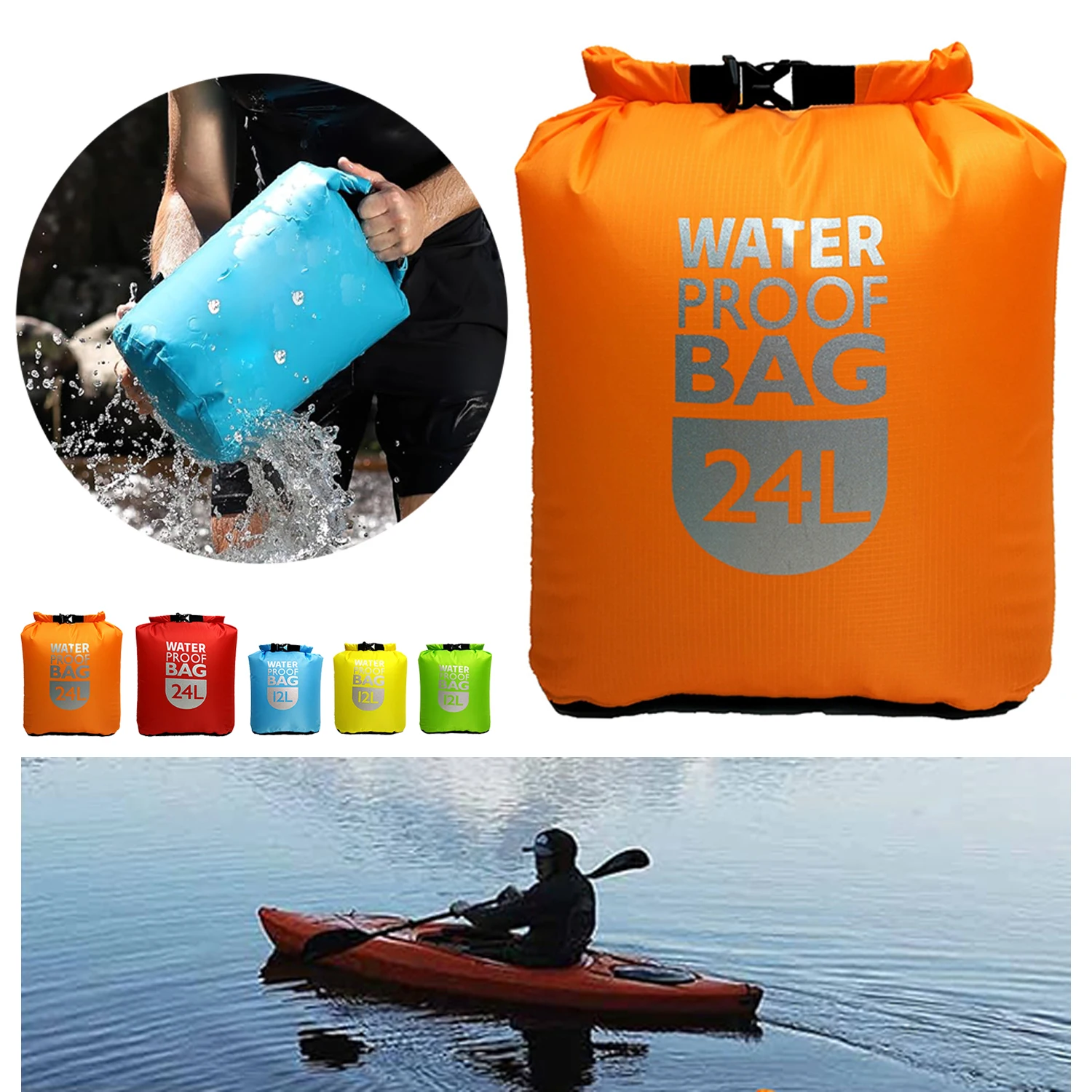 Floating Waterproof Dry Bag Backpack Hiking Backpacking Kayaking Camping Bags Roll Top Sack Storage Box Dry Sack Outdoor Beach