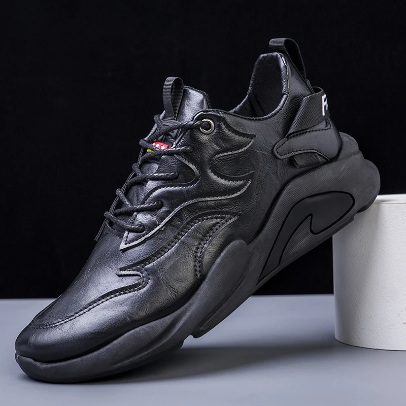 Outdoor Autumn Men's Shoes PU Leather Fashion Sneakers Soft Bottom Leisure Sports Size 39-44