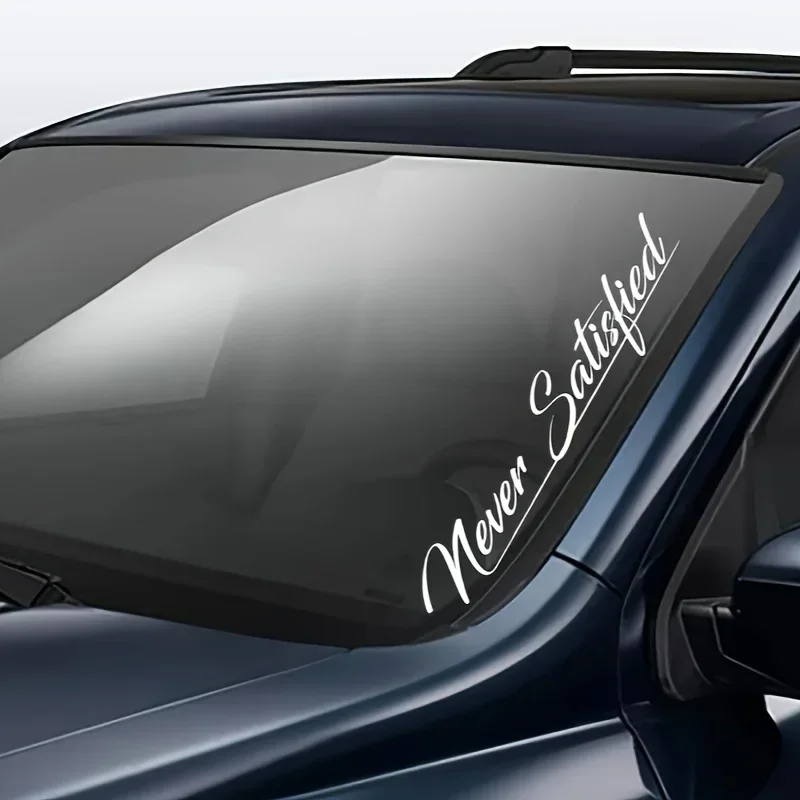 قطعة واحدة من ملصق السيارات "لا يرضي أبدًا"، ملصق بتصميم تحفيزي لدراجة نارية السيارة، ملحق التخصيص الخارجي