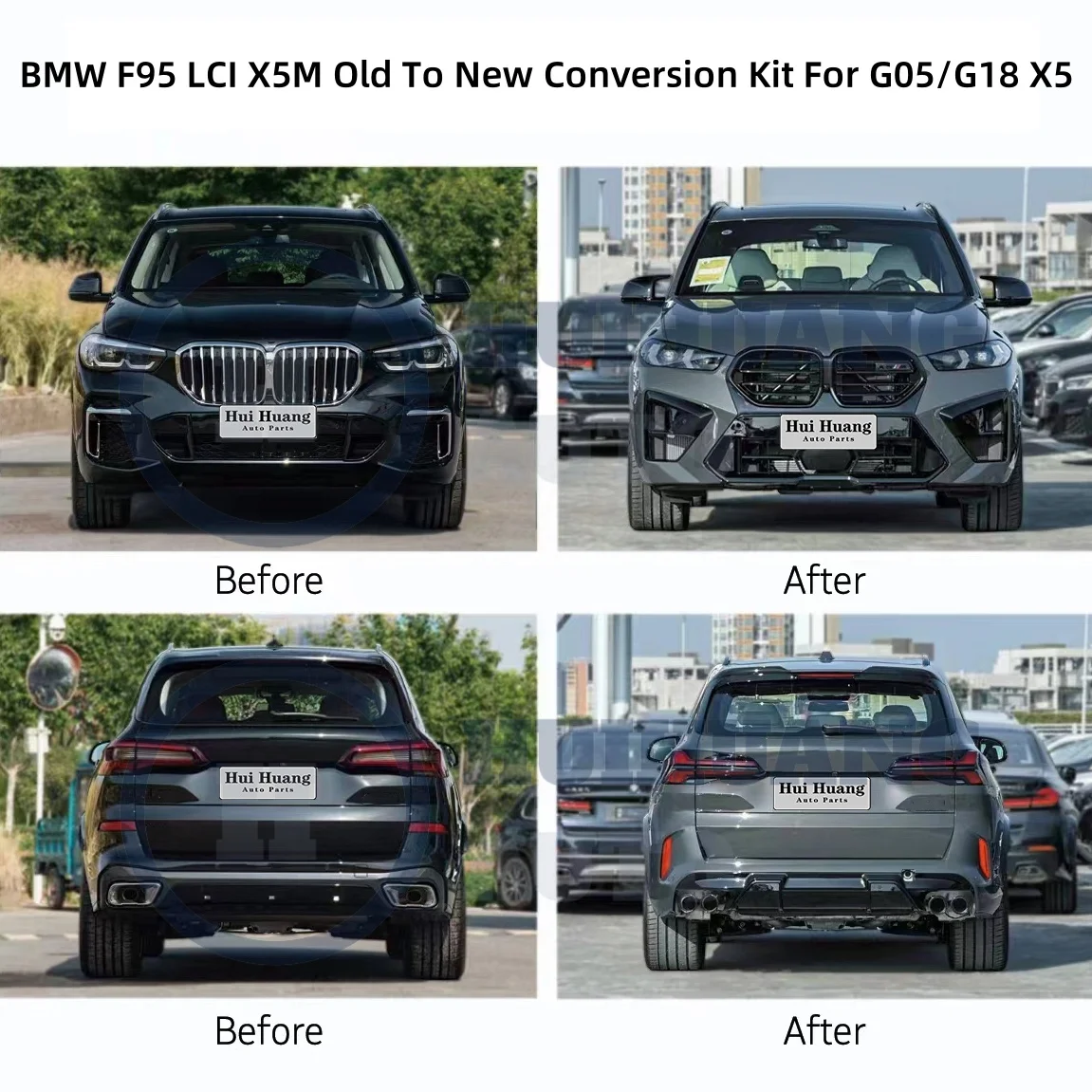 Direct Fitment for  X5 G05/G18 2019-2022 Conversion to 2023+ F95 LCI X5M Style Facelift Bumpers Body Kit with Side Skirt