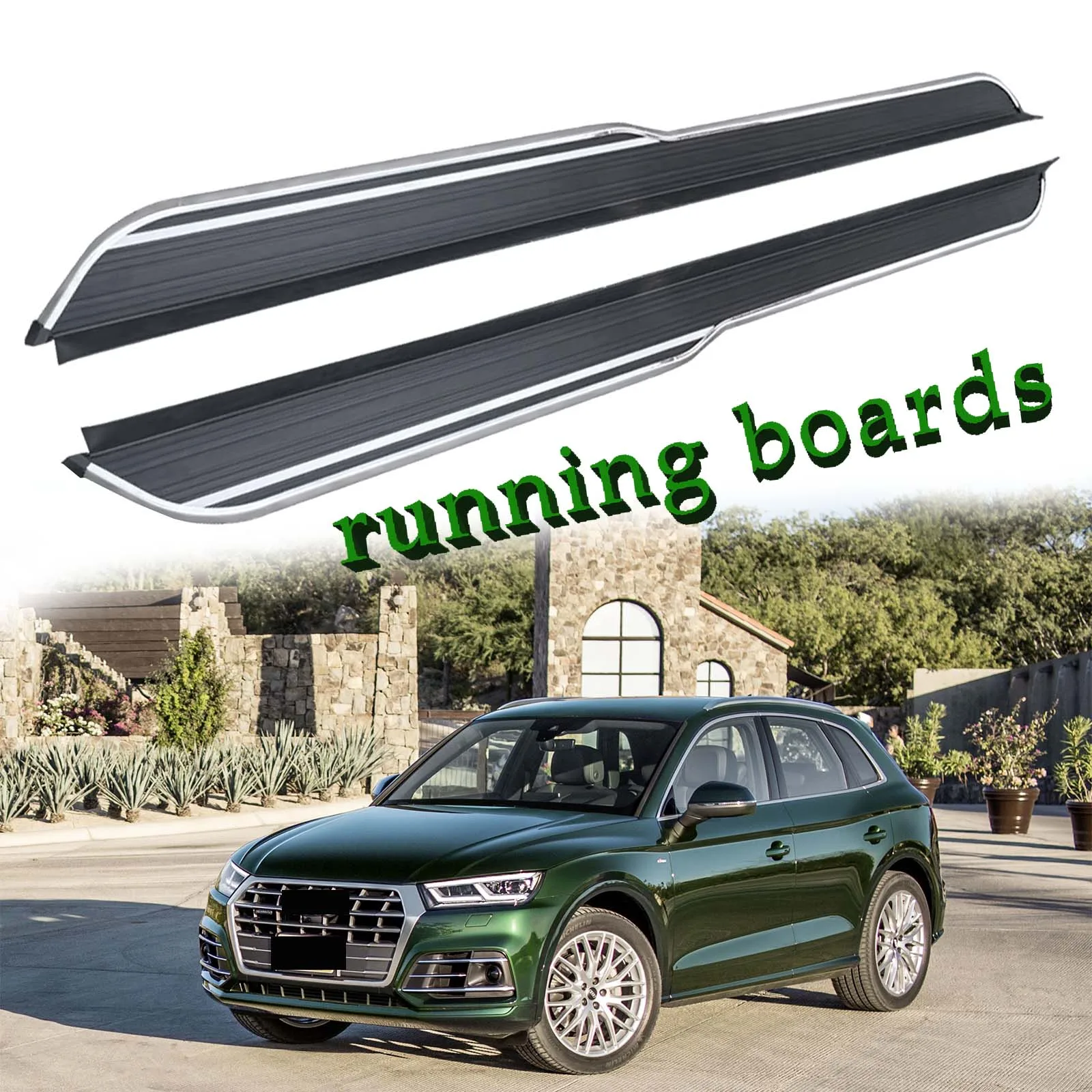 

2Pcs Fits for Audi Q5 SQ5 2018-2024 Fixed Nerf Bar Side Step Pedal Running Board（with brackets)