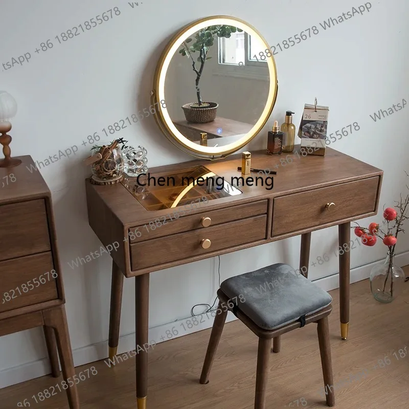 

Tall Dresser Bedroom Hairstyle Modern Vanity Makeup Desk Led Lights Storage Locker Mirror with Jewelry Cabinet Sleep Room Komode