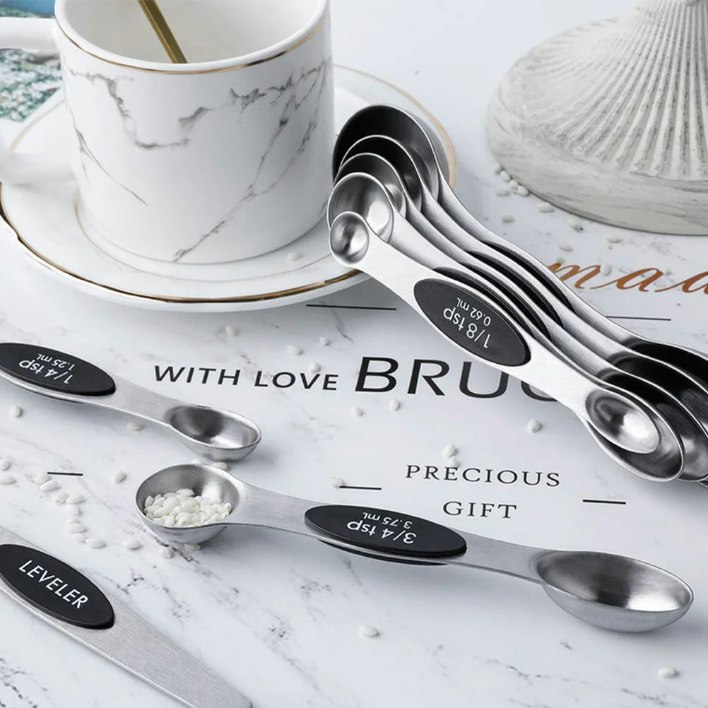 

8 in 1 Stainless Steel Measuring Spoon Set Magnetic Double End Baking Cooking Tool for Home Kitchen Accurate Ingredient Measure