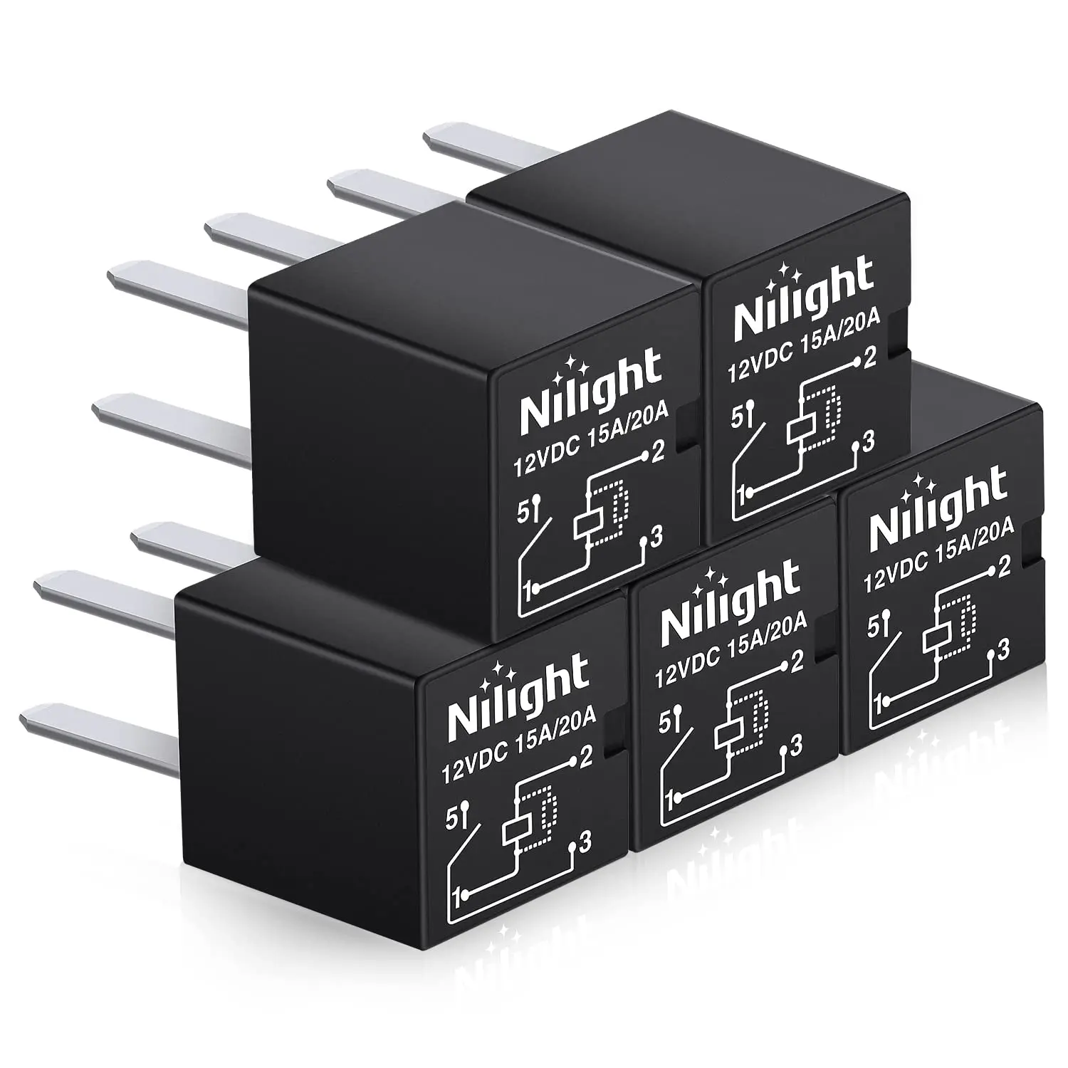 Nilight 5PCS Automotive General Purpose Relay 4Pin SPNO 20A Micro Cooling Fan Sealed Relay Plug & Play Direct Replacement for Polaris RZR 570 900 1000 SxS Slingshot Ranger Sportsman