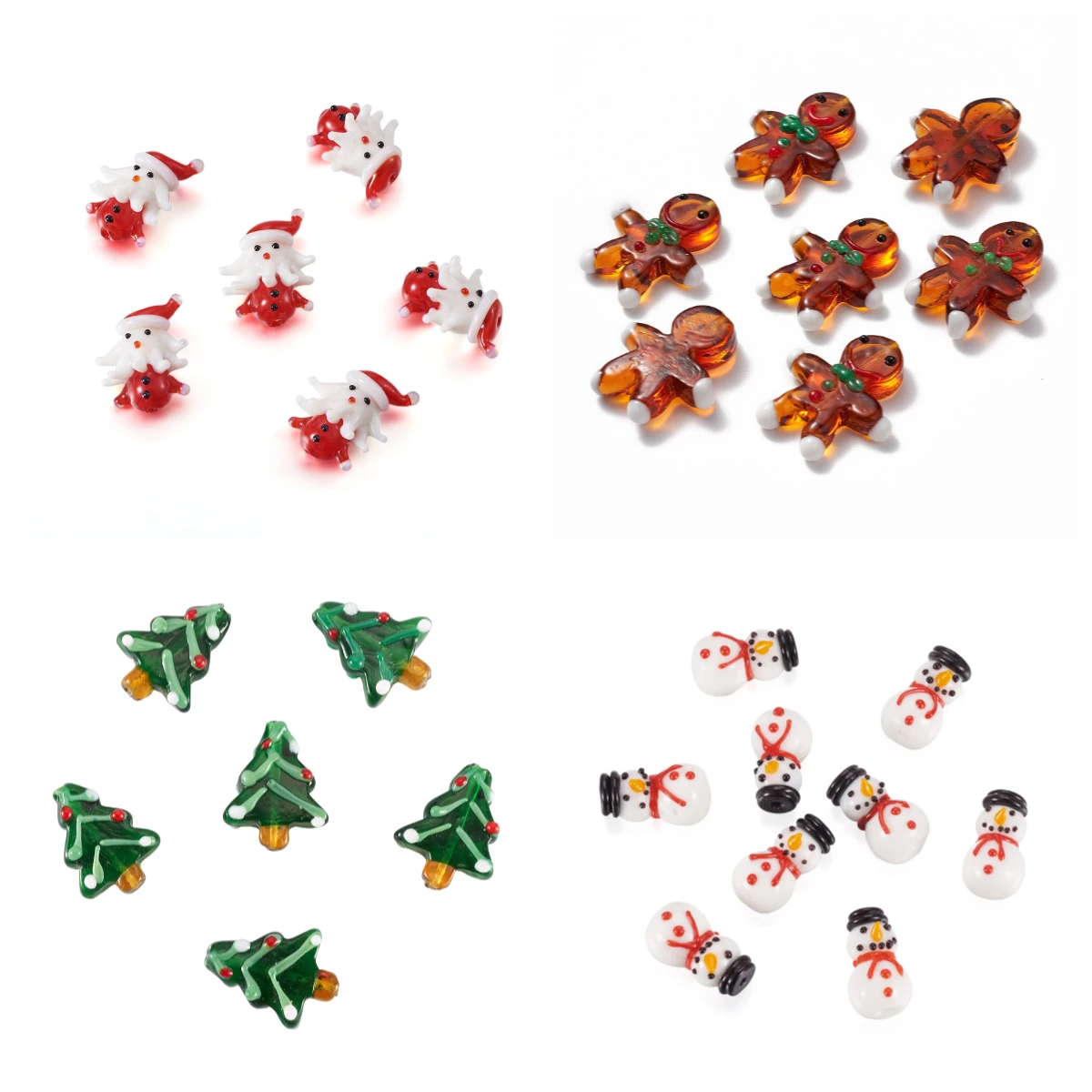 10-25Pcs Gingerbread Man Christmas Hat Tree Lampwork Beads Dangle Glass Beading Necklace Earrings DIY Jewelry Making Findings