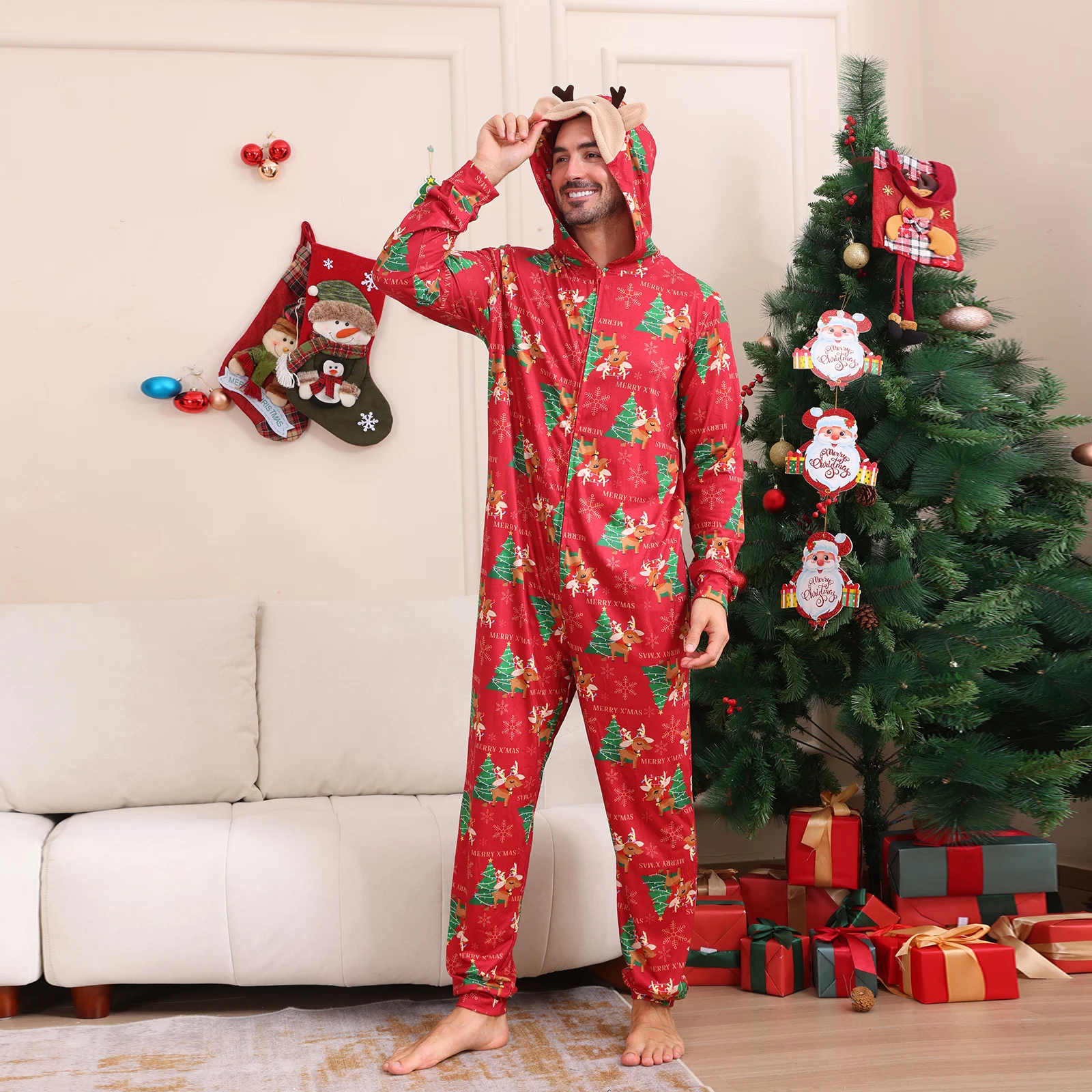 2024 świąteczna piżama rodzinna moda łoś kapelusz Xmas Cartoon Onesie boże narodzenie matka dzieci jednakowe stroje rodzinne ubranka dla dzieci