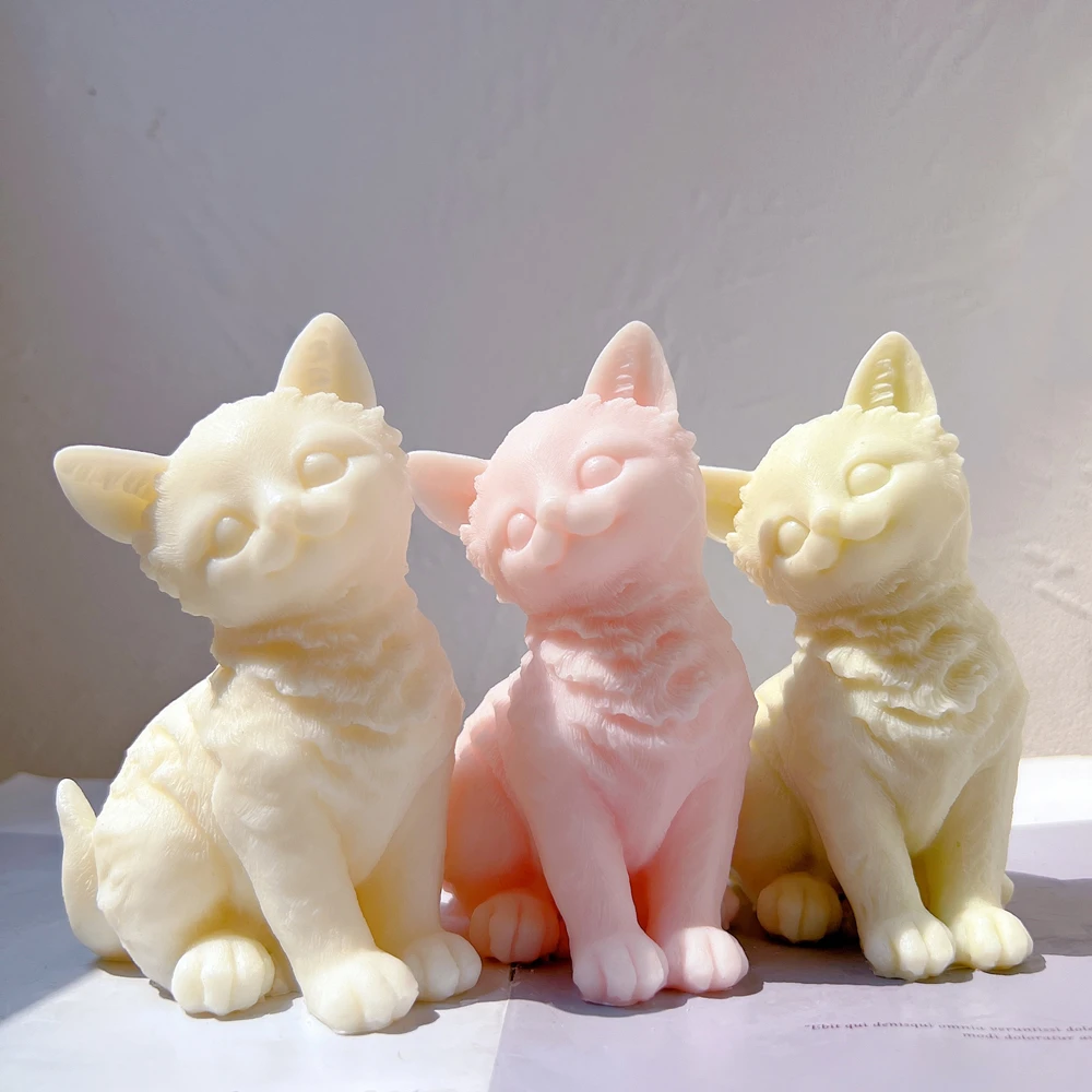 Sitting Lie Cute Cat Candle Silicone Mold Animal Soy Wax Silicone Mould Cats Lover Home Decor Gift