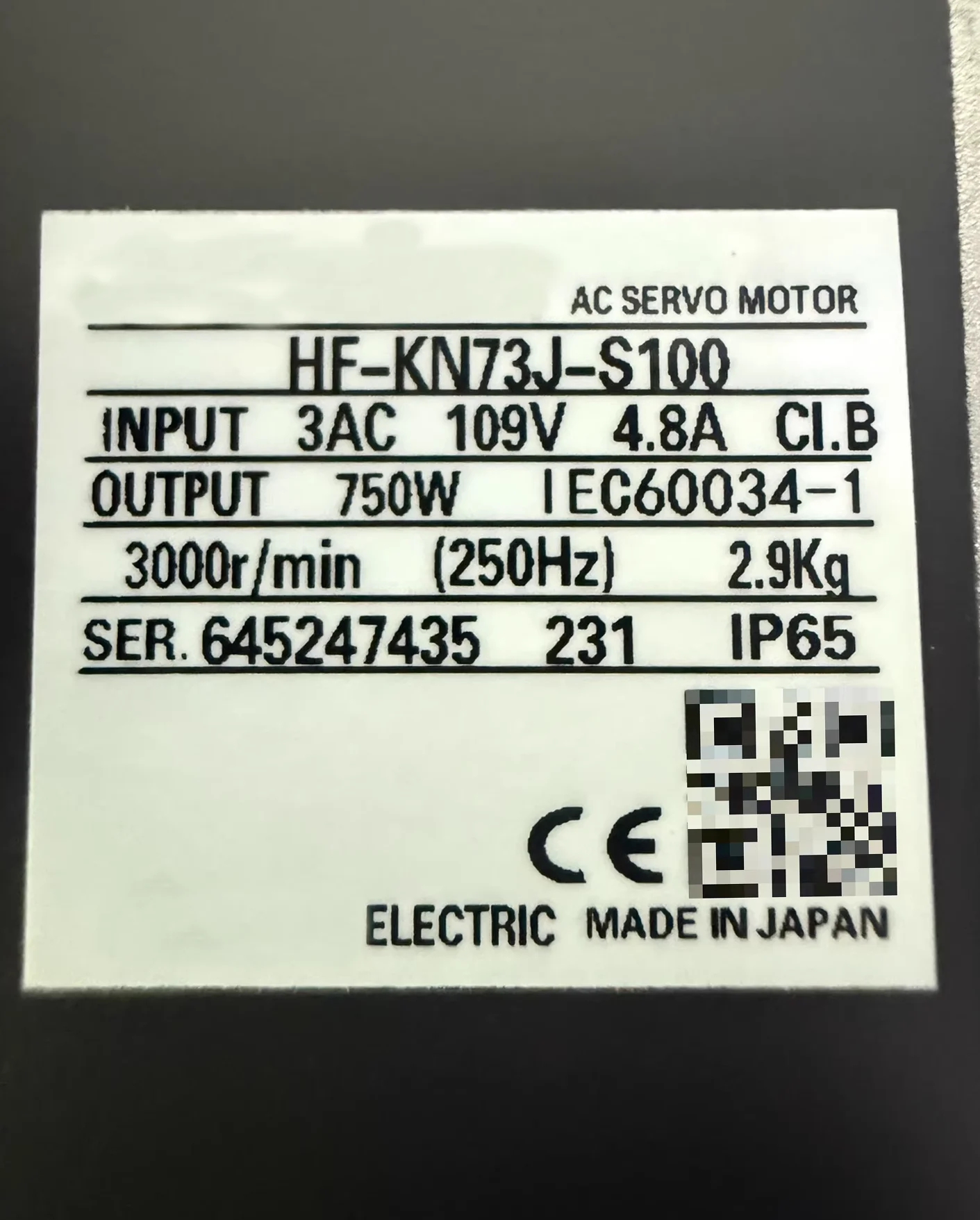 HF-KN73J-S100 Brand New Servo Motor Original Genuine，Fast shipping，HF KN73J S100