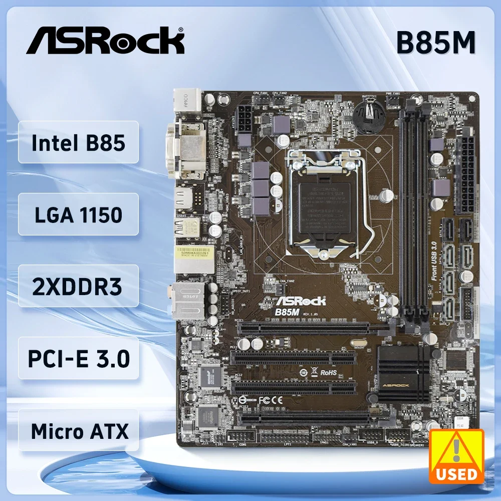 ASROCK B85 B85M motherboard LGA 1150 DDR3 16GB support Core i3 4370 i3 3240 i3-4130 cpu USB3.0 PCI-E 3.0 4×SATA HDMI Micro ATX