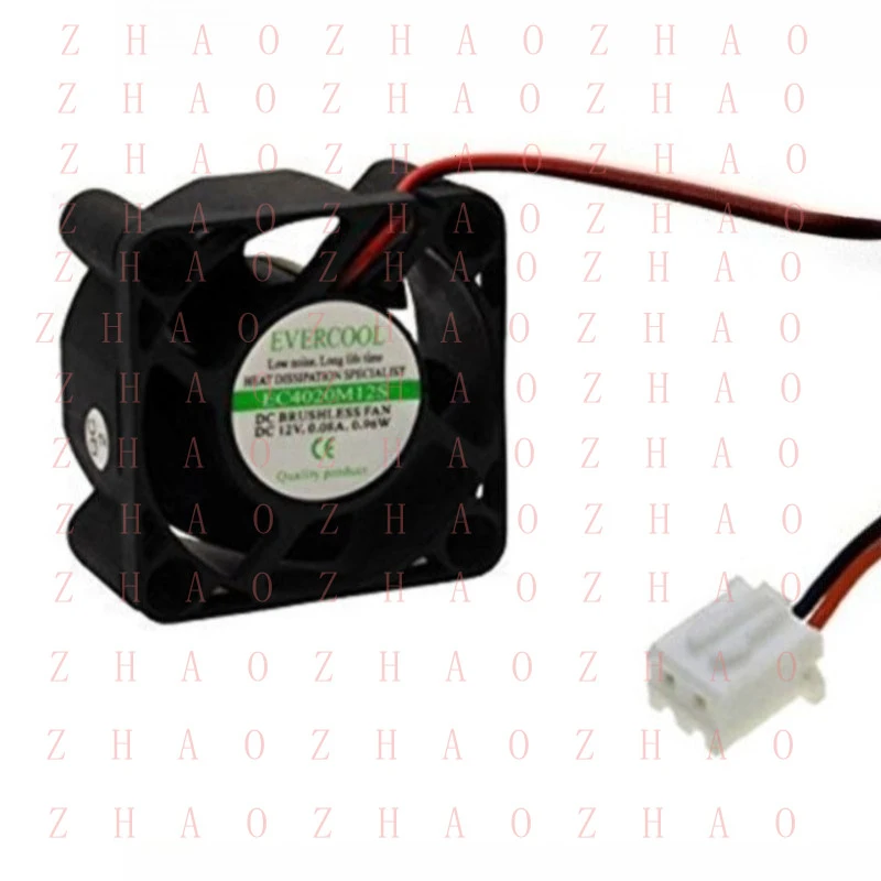 L+ 1pcs for  EverCool 4020 EC4020M12S 0.55A DC 12V Cooling Fan 2-Pin Plug 40x40x20mm