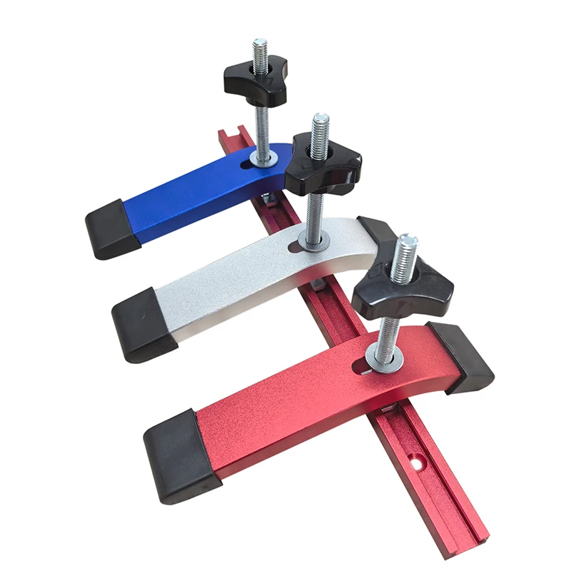 High Strength Aluminum Alloy T-Track Hold Down Clamp Woodworking Fixture Compatible with Table Saw CNC Router T Track Chute Rail