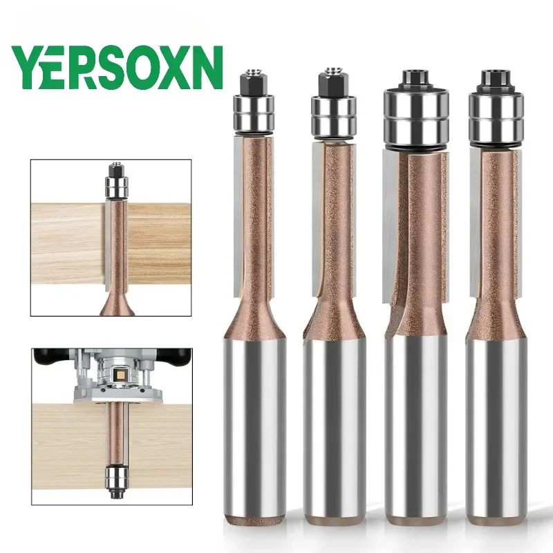 1/4PCS 12MM 1/2" Shank Milling Cutter Double Bearing Flush Trim Bit Router Bit Professional Milling Cutter for Woodworking Tools