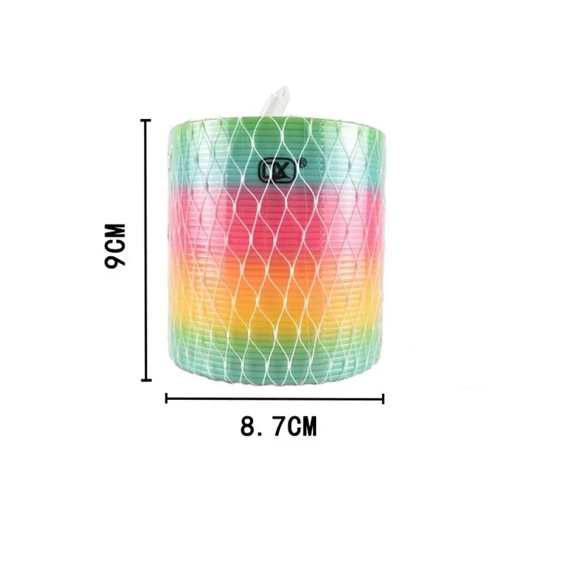 Cor arco-íris círculo engraçado brinquedos mágicos desenvolvimento precoce educacional dobrável bobina de mola de plástico brinquedos mágicos criativos das crianças