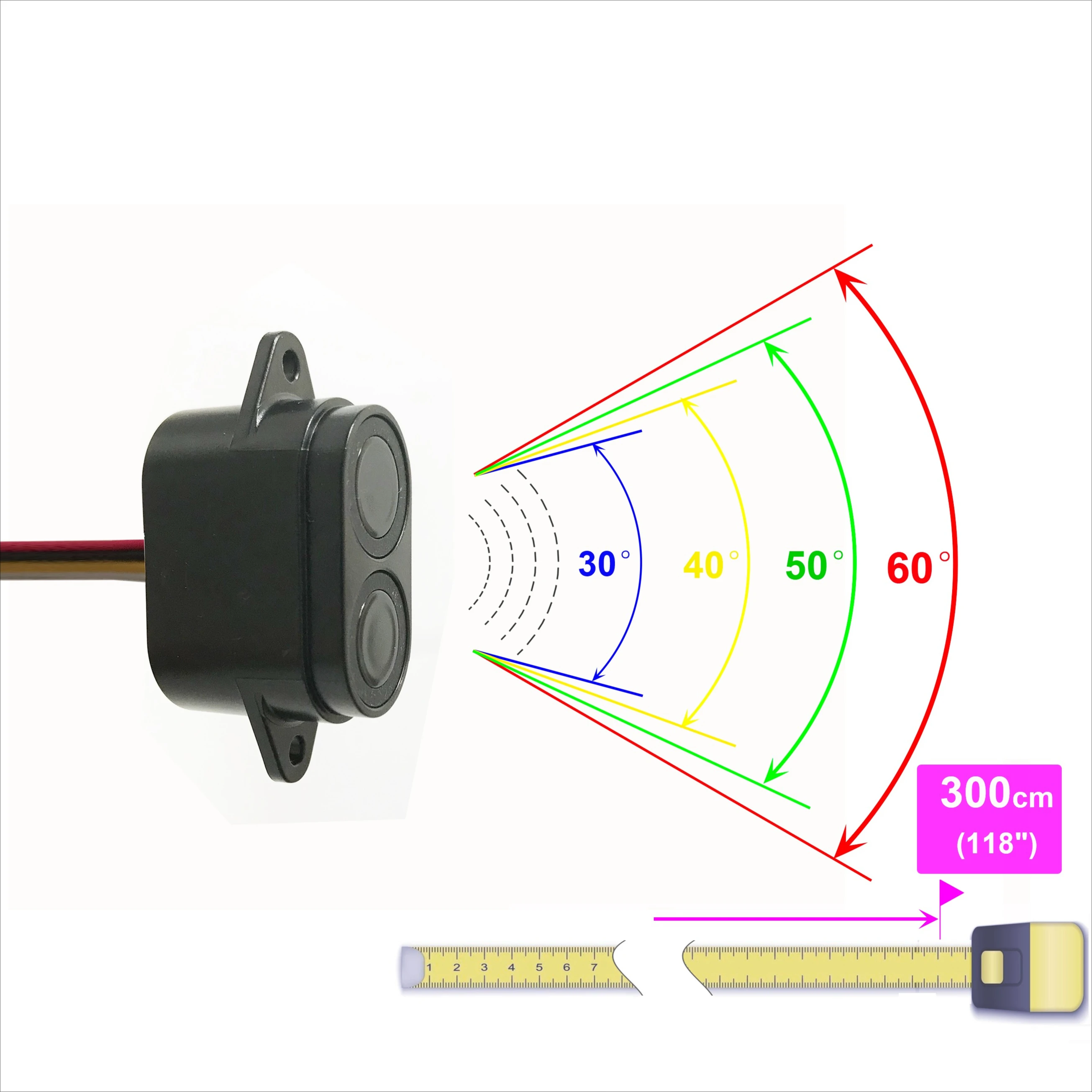 وحدة استشعار بالموجات فوق الصوتية الصغيرة نطاق 300 سنتيمتر المنطقة العمياء 2 سنتيمتر لقياس المسافة الذكاء الاصطناعي مستوى السائل ضوء مقاوم للماء #3